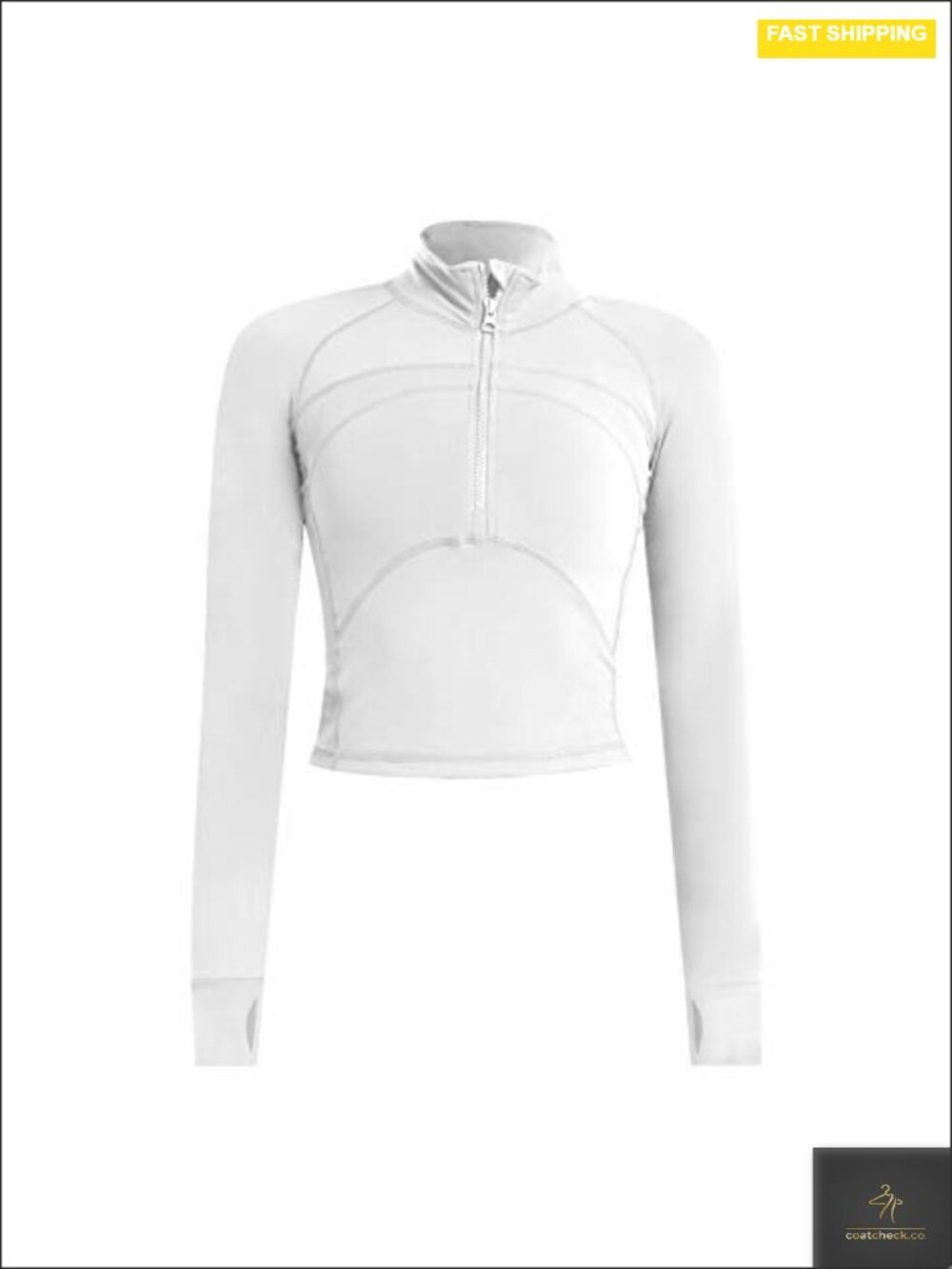 Cropped Workout Jacket 1/2 Zip Pullover Running Athletic Outwear Slim Fit Long